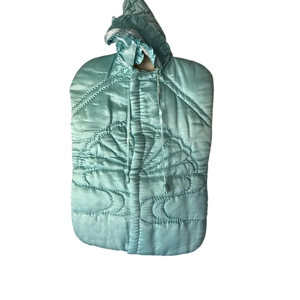 Vintage Quilted Baby Bunting Hooded Swaddle Sack 23x14 Warm Liner Rare